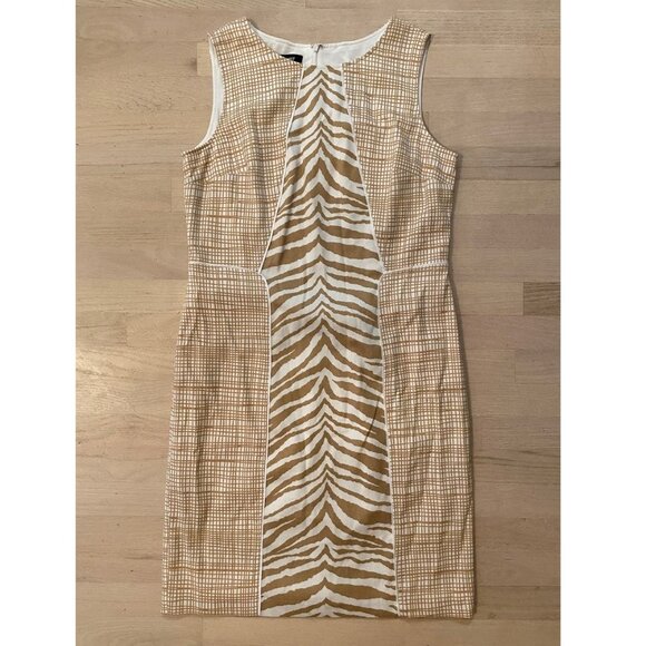 Nine West Sleeveless Textured Zebra Panel Sheath Dress size 12 - Picture 1 of 4